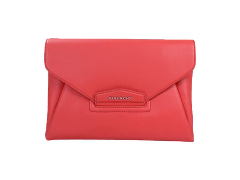 Givenchy Antigona Envelope Clutch Grained Leather Red 1