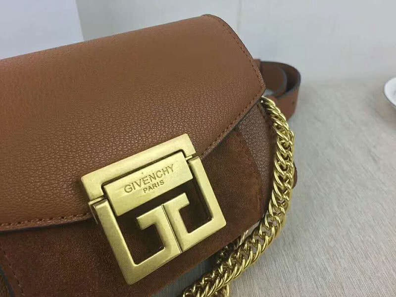 Givenchy Small gv3 Bag In Grained Leather And Suede Brown 8