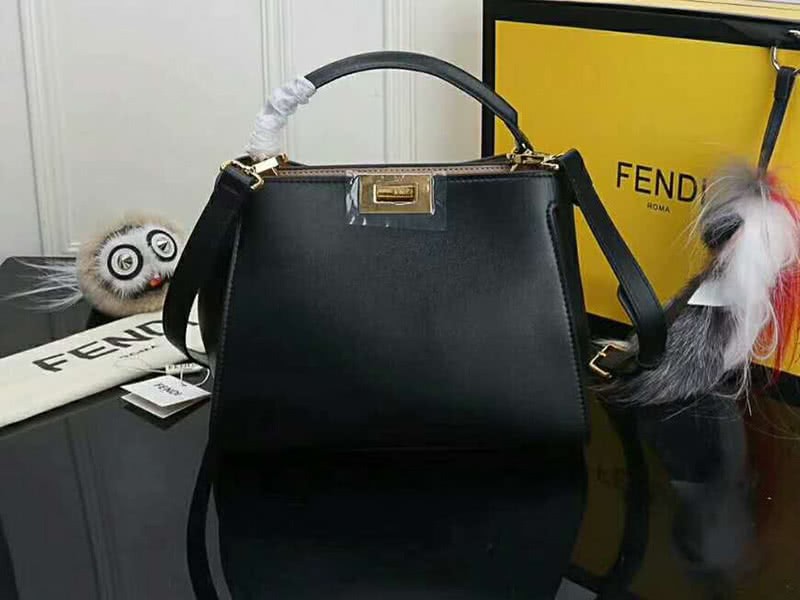 Fendi Peekaboo Essential Calfskin Leather Bag Black 4