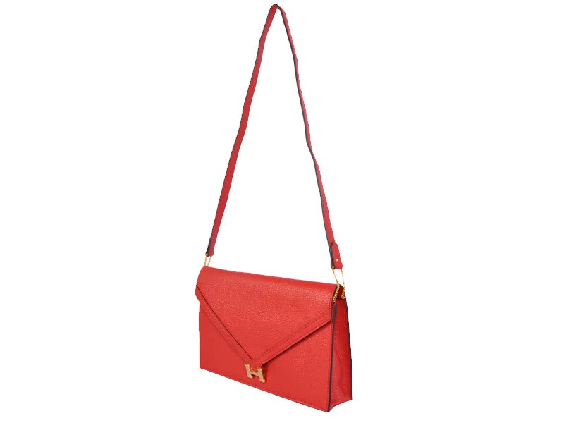 Hermes Pilot Envelope Clutch Red With Gold Hardware 2