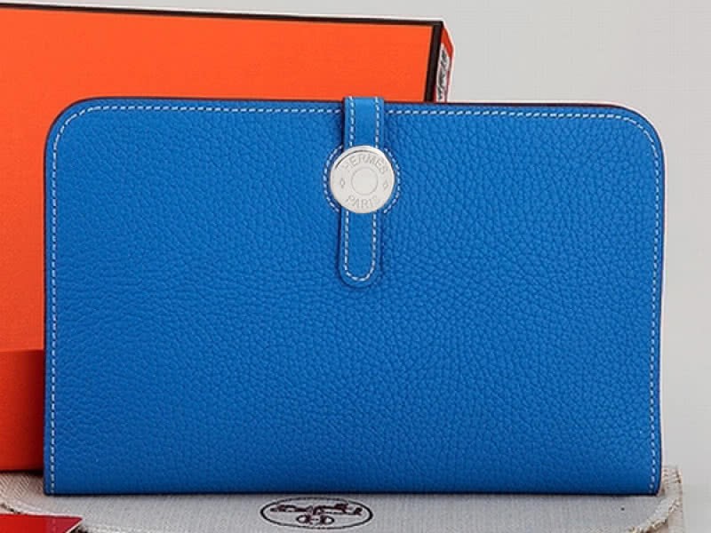 Hermes Dogon Togo Original Leather Combined Wallet Blue 1