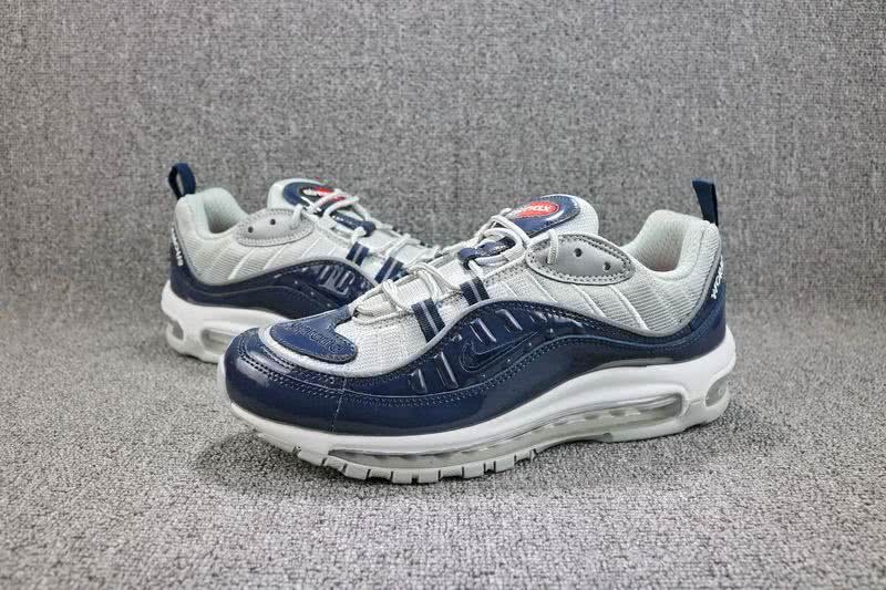 Supreme x Nike Air Max 98 Men White Blue Shoes 2