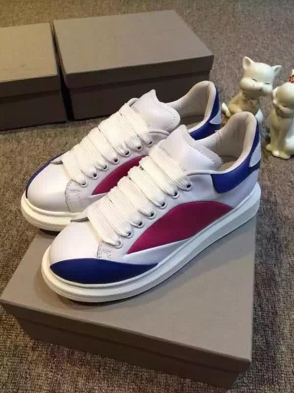 Alexander McQueen Sneakers Leather White Red Blue Men Women 3