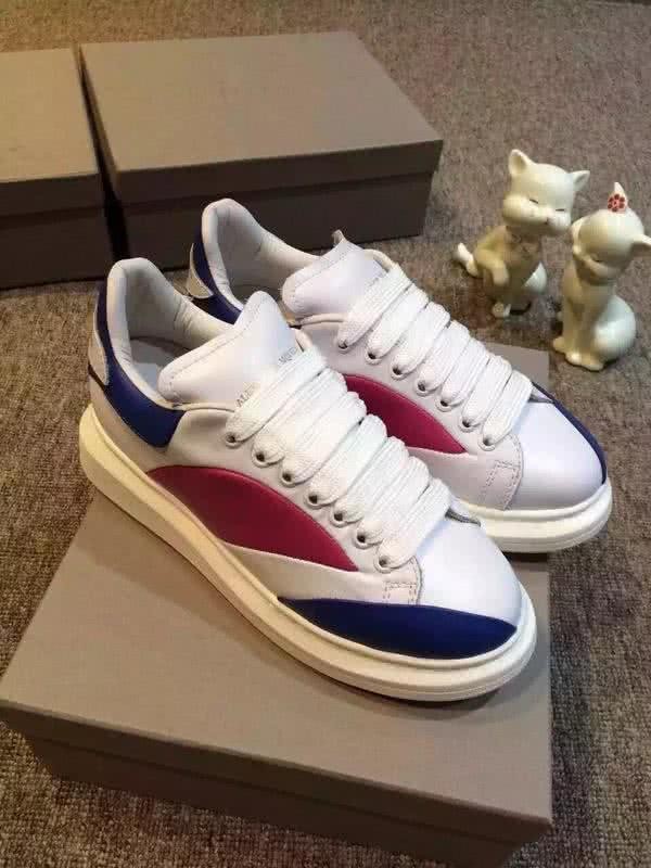 Alexander McQueen Sneakers Leather White Red Blue Men Women 4