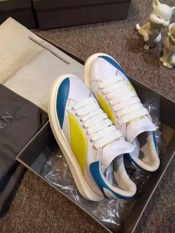 Alexander McQueen Sneakers Leather White Yellow Blue Men Women 2