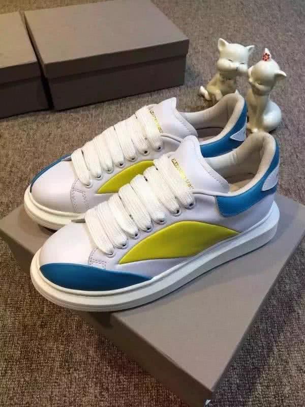 Alexander McQueen Sneakers Leather White Yellow Blue Men Women 3