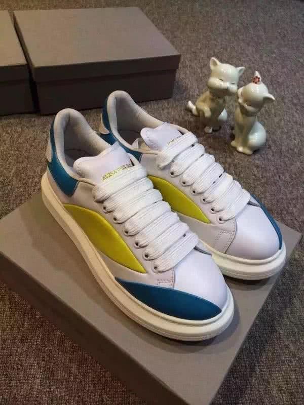 Alexander McQueen Sneakers Leather White Yellow Blue Men Women 4