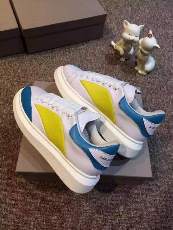 Alexander McQueen Sneakers Leather White Yellow Blue Men Women 6