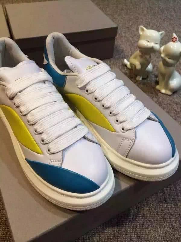 Alexander McQueen Sneakers Leather White Yellow Blue Men Women 7