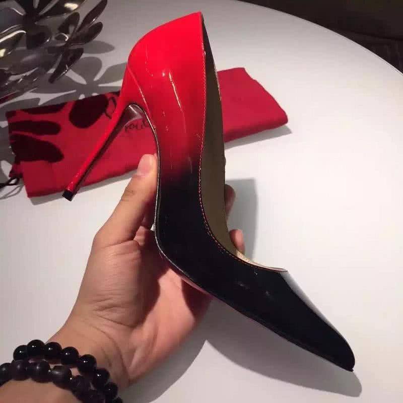 Christian Louboutin High Heels Red Black Patent Leather 7