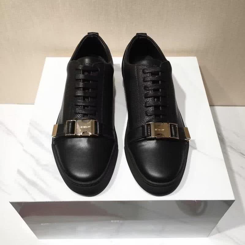 Buscemi Sneakers Black Leather Golden Buckle Men 2