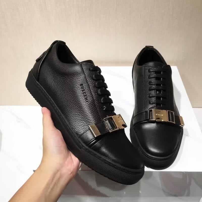 Buscemi Sneakers Black Leather Golden Buckle Men 4