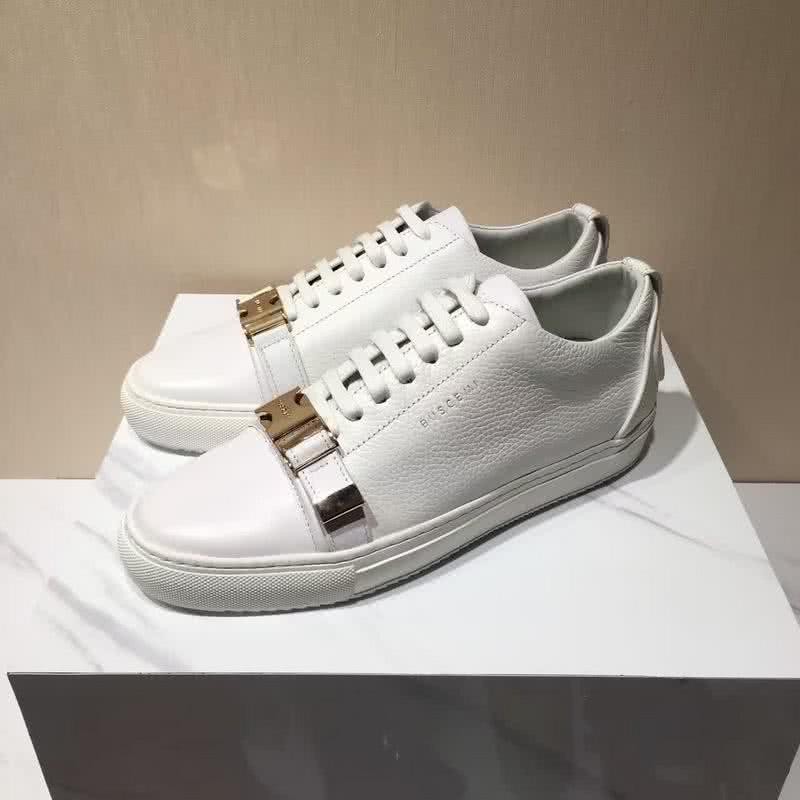 Buscemi Sneakers White Leather Golden Buckle Men 3