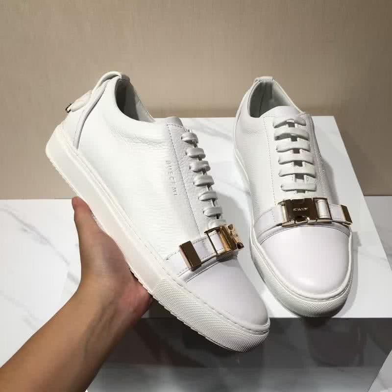 Buscemi Sneakers White Leather Golden Buckle Men 4