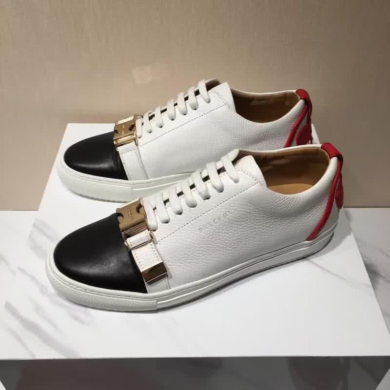 Buscemi Sneakers White Black Red Leather Golden Buckle Men 3