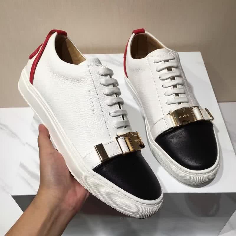 Buscemi Sneakers White Black Red Leather Golden Buckle Men 4