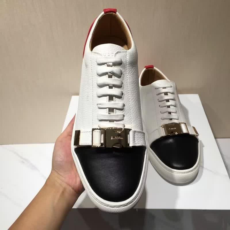 Buscemi Sneakers White Black Red Leather Golden Buckle Men 6