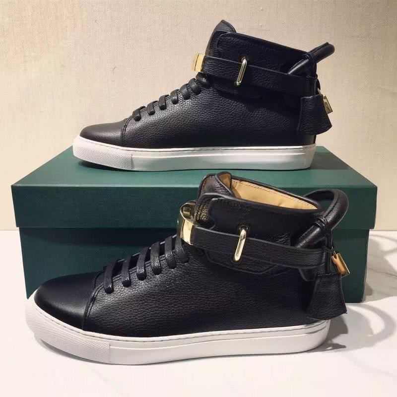 Buscemi Sneakers High Top Black Leather White Sole Lock And Belts Men 5