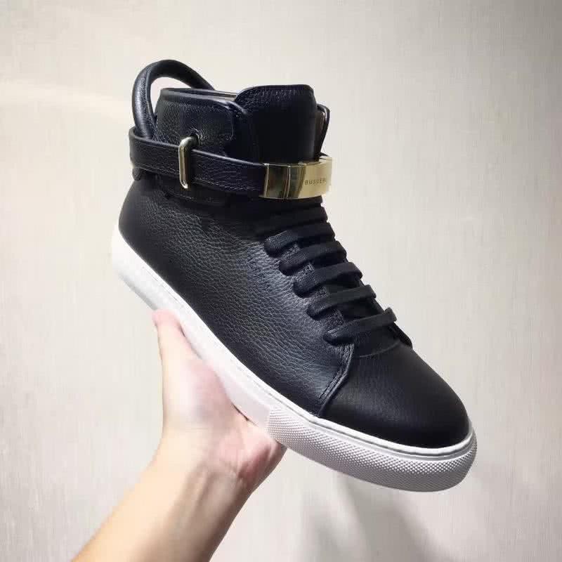 Buscemi Sneakers High Top Black Leather White Sole Lock And Belts Men 7