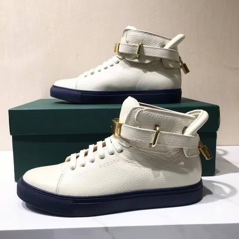 Buscemi Sneakers High Top White Leather Black Sole Lock And Belts Men 5