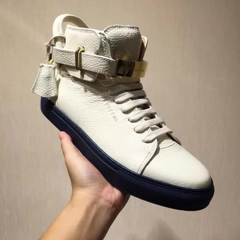 Buscemi Sneakers High Top White Leather Black Sole Lock And Belts Men 9