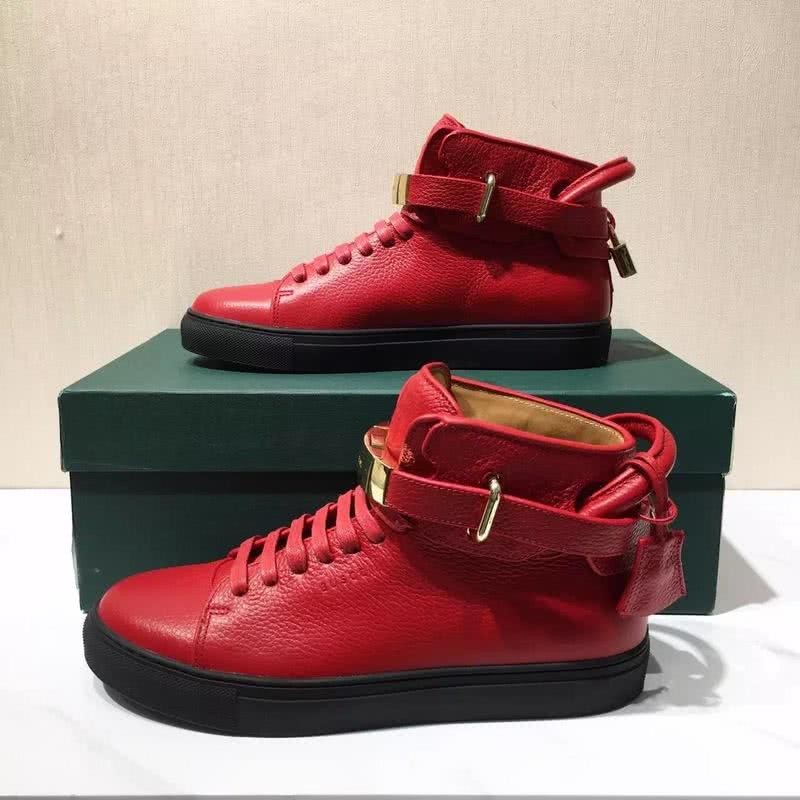 Buscemi Sneakers High Top Red Leather Black Sole Lock And Belts Men 5