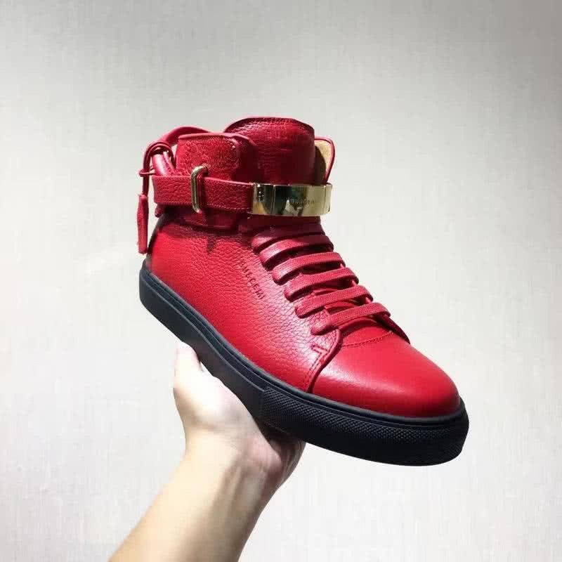 Buscemi Sneakers High Top Red Leather Black Sole Lock And Belts Men 7