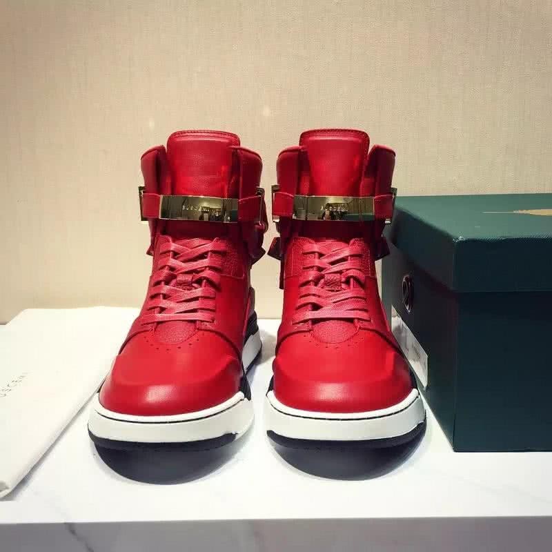 Buscemi Sneakers High Top Red Leather Lock And Belts Men 2