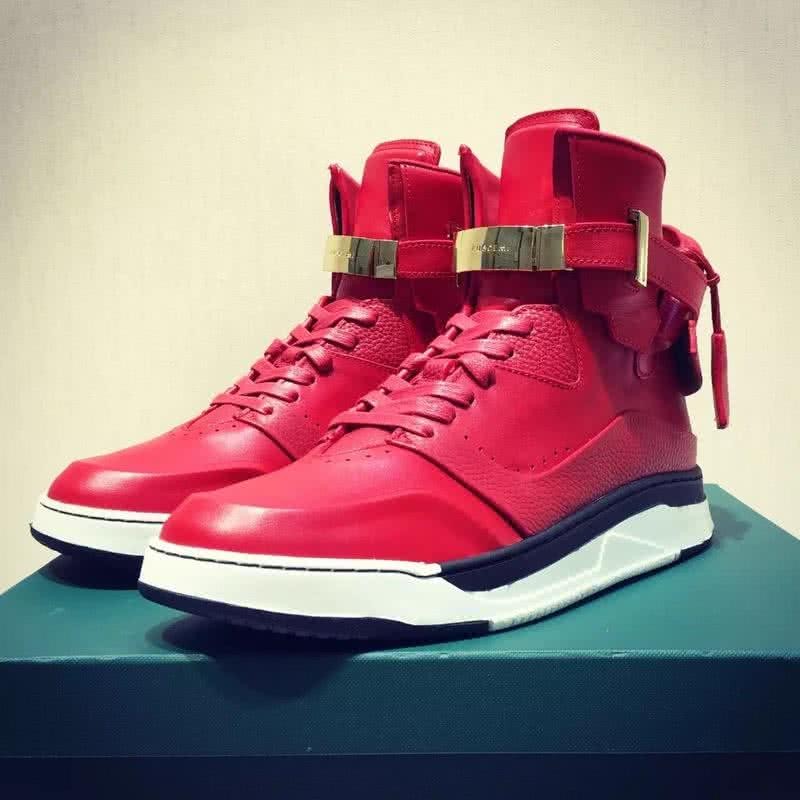 Buscemi Sneakers High Top Red Leather Lock And Belts Men 3