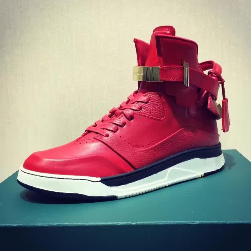Buscemi Sneakers High Top Red Leather Lock And Belts Men 5