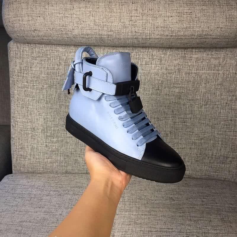 Buscemi Sneakers High Top Leather Black And Light Blue Upper Black Sole Men 5