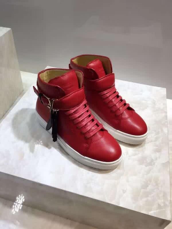 Buscemi Sneakers High Top Leather Red Upper White Sole Men 2