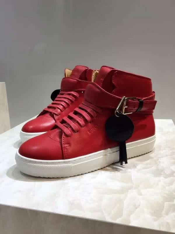 Buscemi Sneakers High Top Leather Red Upper White Sole Men 6