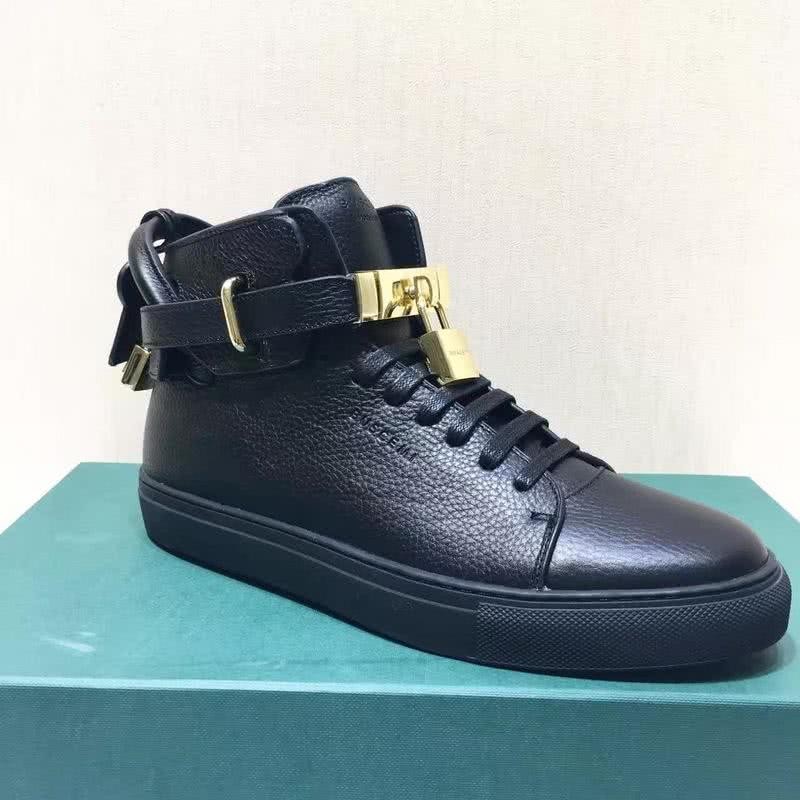 Buscemi Sneakers High Top All Black Leather Golden Lock Men 4