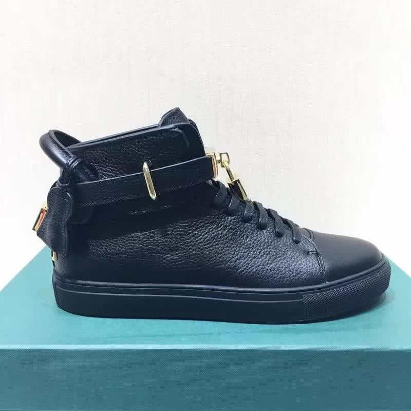Buscemi Sneakers High Top All Black Leather Golden Lock Men 5