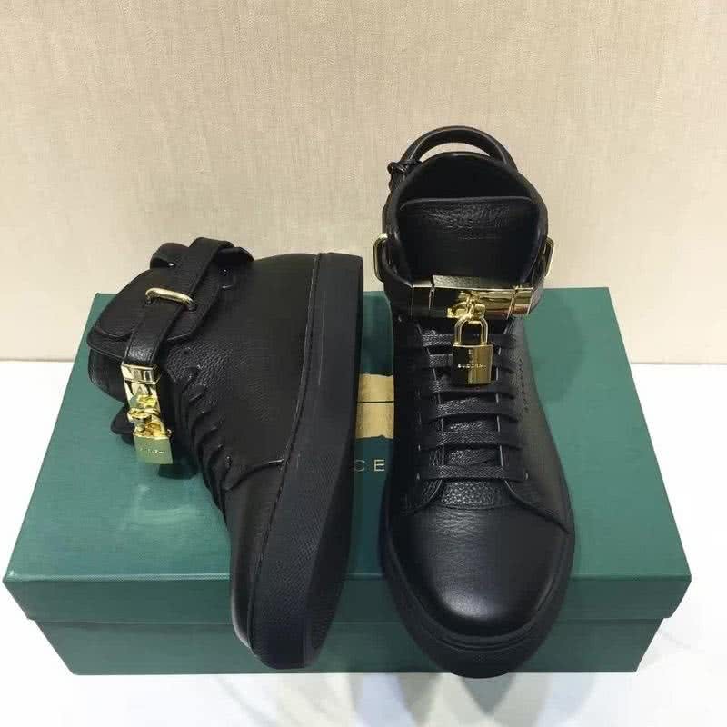 Buscemi Sneakers High Top All Black Leather Golden Lock Men 6