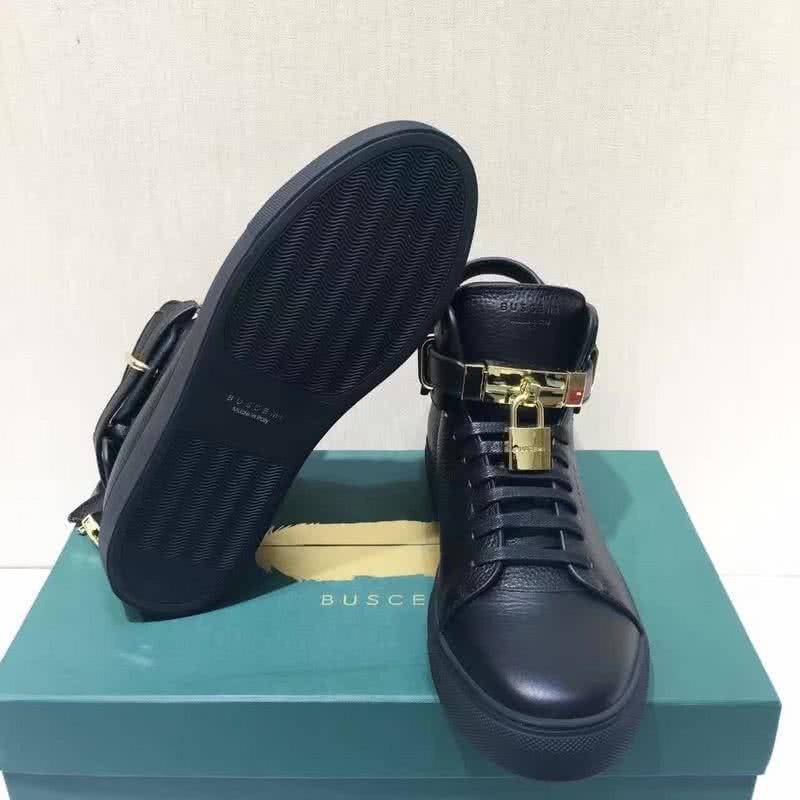 Buscemi Sneakers High Top All Black Leather Golden Lock Men 9