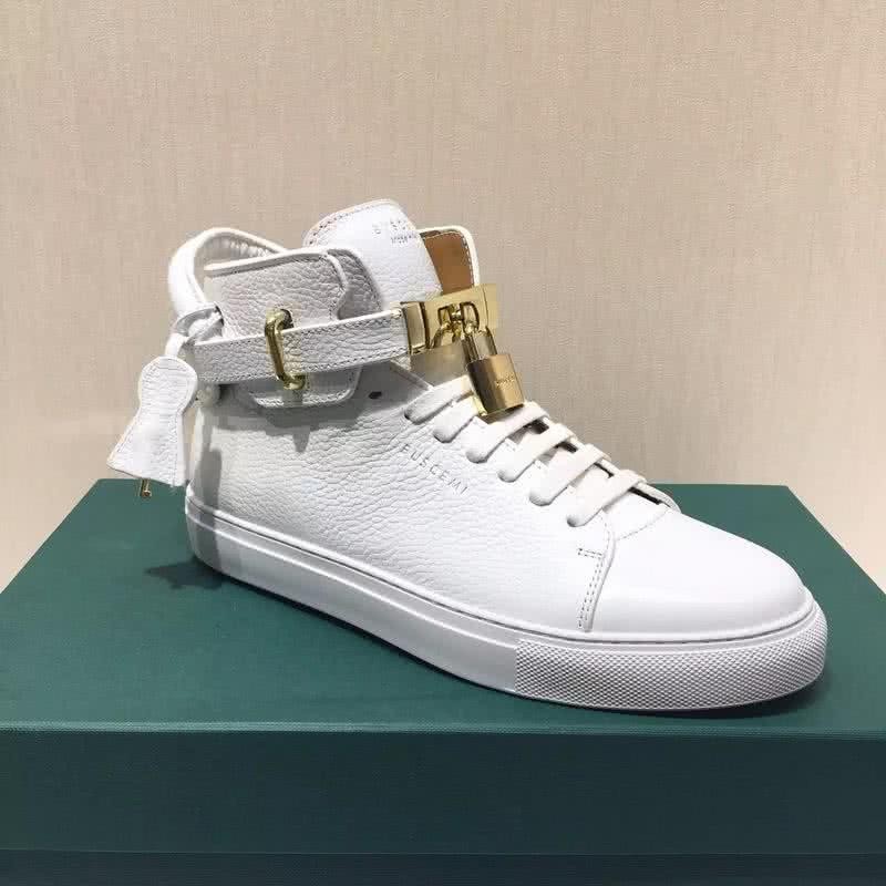 Buscemi Sneakers High Top Leather All White Golden Lock Men 4