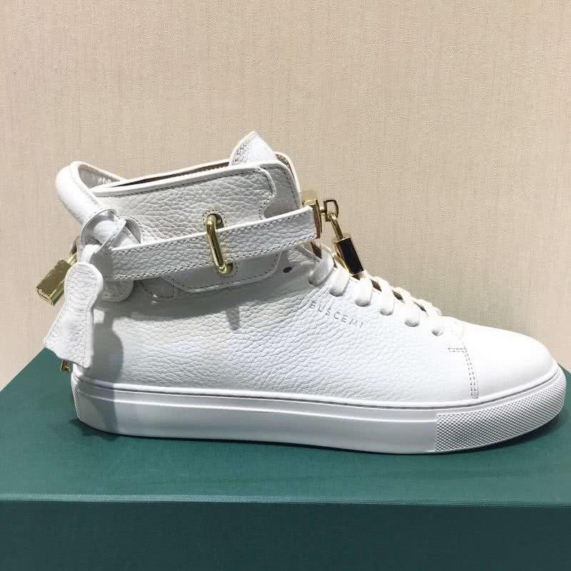 Buscemi Sneakers High Top Leather All White Golden Lock Men 5