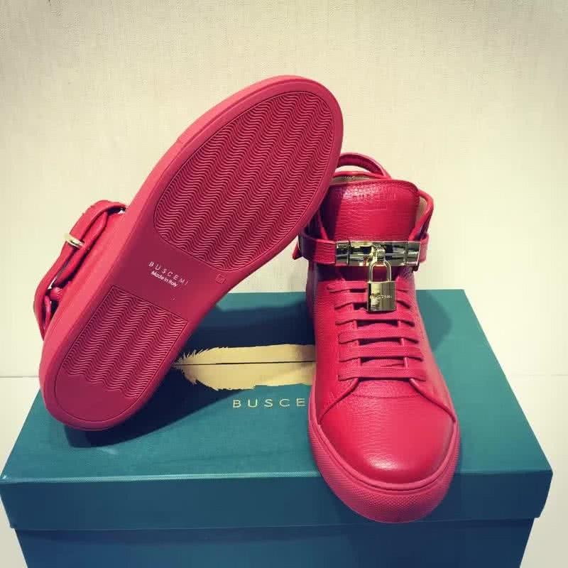 Buscemi Sneakers High Top Leather All Red Golden Lock Men 7