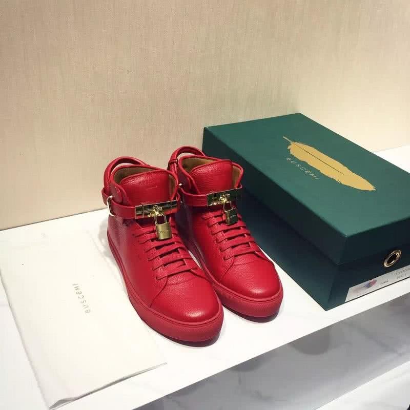 Buscemi Sneakers High Top Leather All Red Golden Lock Men 9