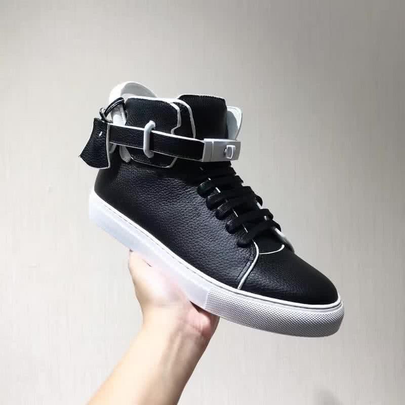 Buscemi Sneakers High Top Black Leather White Sole Belt Men 7