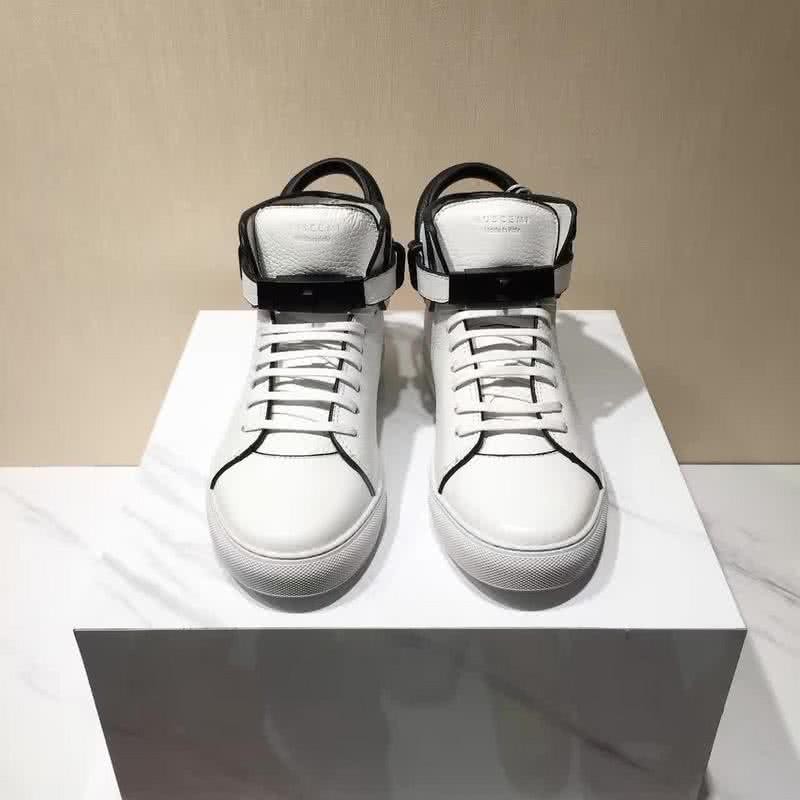 Buscemi Sneakers High Top White Leather White Sole Belt Men 1