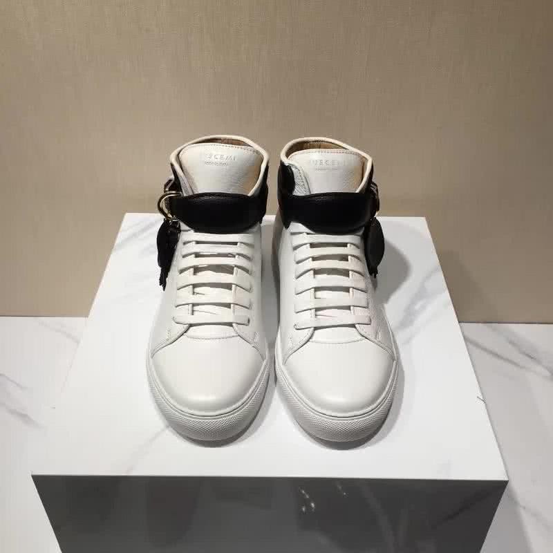 Buscemi Sneakers High Top White And Black Leather Buckle And Tassel Men 1
