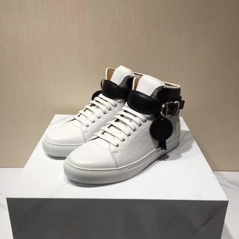 Buscemi Sneakers High Top White And Black Leather Buckle And Tassel Men 2