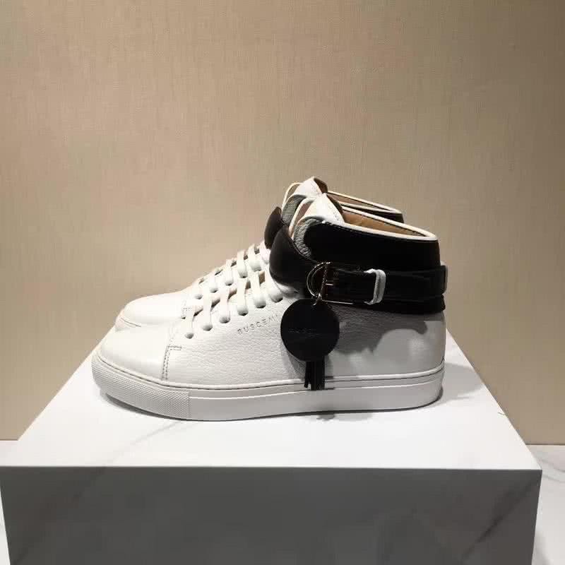 Buscemi Sneakers High Top White And Black Leather Buckle And Tassel Men 3