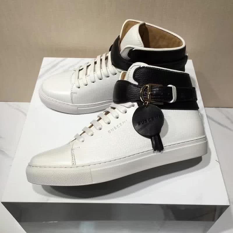 Buscemi Sneakers High Top White And Black Leather Buckle And Tassel Men 4