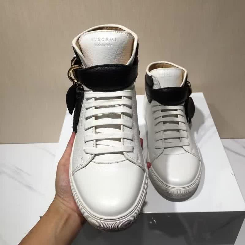 Buscemi Sneakers High Top White And Black Leather Buckle And Tassel Men 6