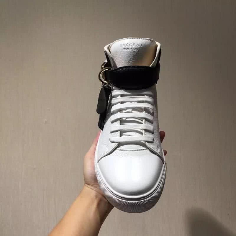 Buscemi Sneakers High Top White And Black Leather Buckle And Tassel Men 8