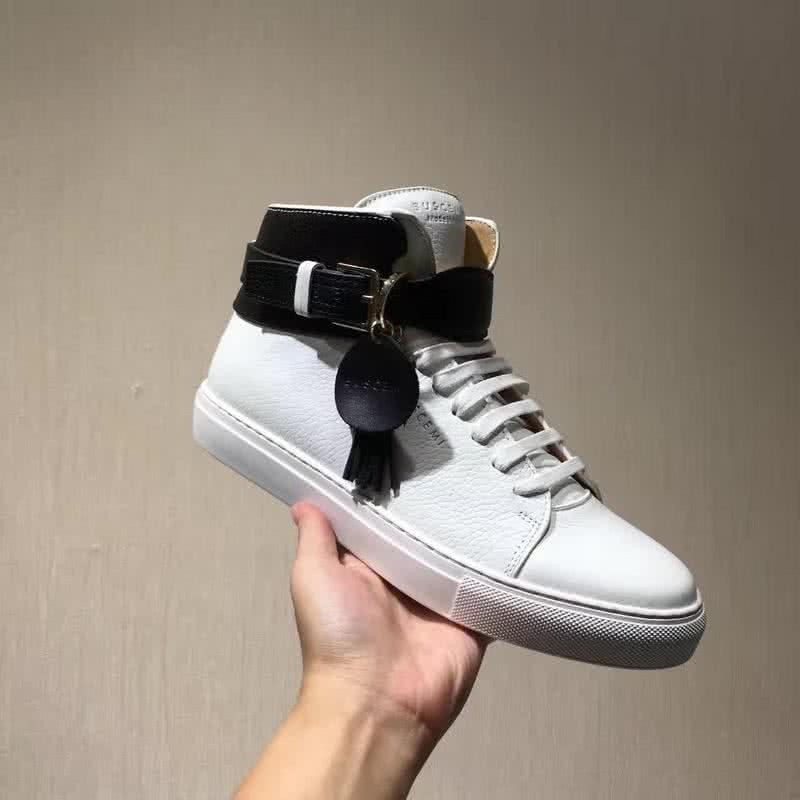 Buscemi Sneakers High Top White And Black Leather Buckle And Tassel Men 9